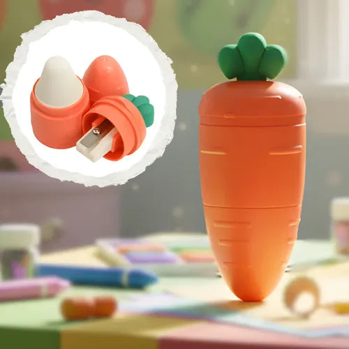 Carrot Shape 2-in-1 Sharpener & Eraser – Cute School Supply for Kids
