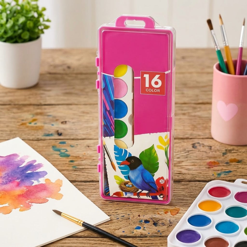 Colorful 16-Color Watercolor Set – Painting Supplies for Drawing & Art Projects