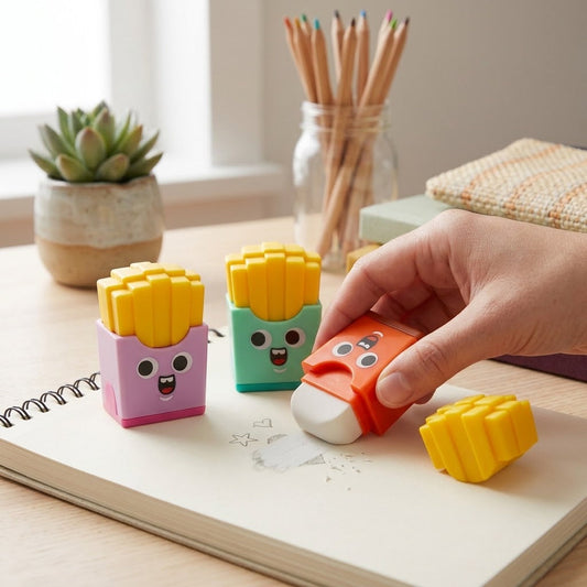 French Fries Theme Pencil Sharpener with Eraser