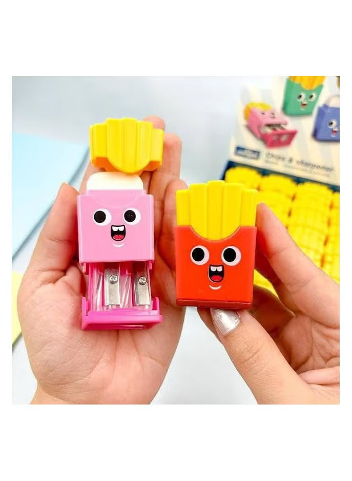 French Fries Theme Pencil Sharpener with Eraser