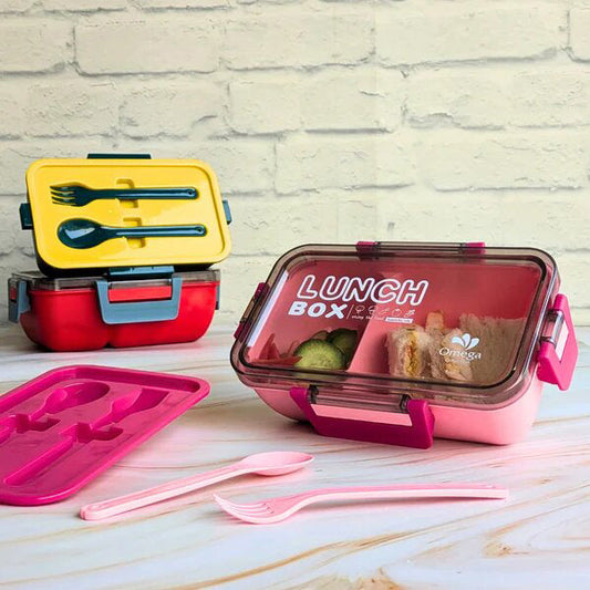 Fresh Keeping Lunch Box (Dual Compartments + Cutlery)2