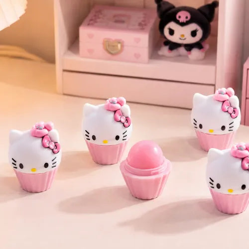 Hello Kitty Moisturizing Lip Balm – Cute Cupcake-Shaped Twist-Up Lip Care