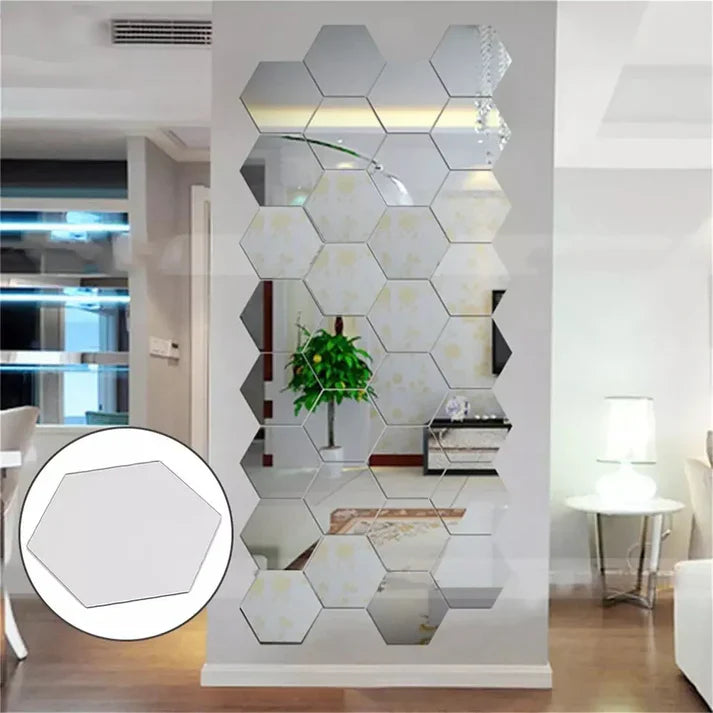 12 Pcs Crystal Hex Reflections Mirror Set (4x4)