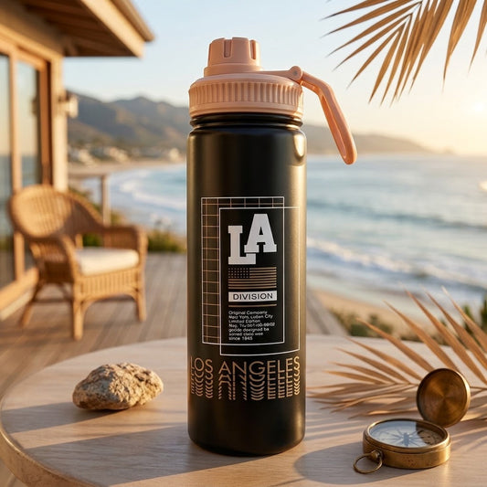LA Print Stainless Steel Water Bottle – Insulated Sports Bottle with Leak-Proof Lid