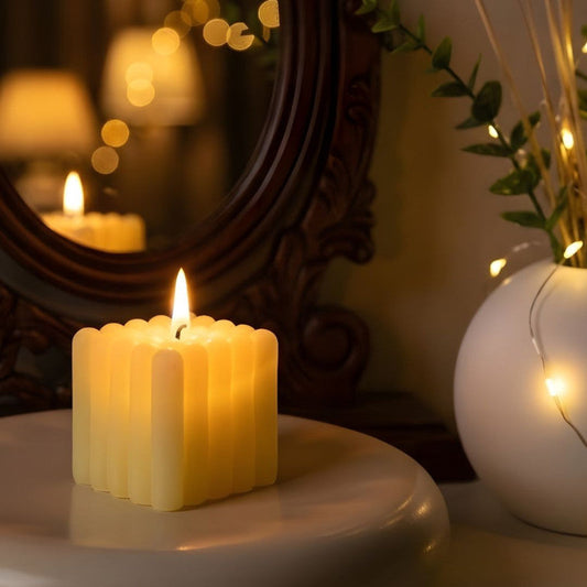 Modern Bubble Cube Candle Light – Flickering LED Flame for Cozy Ambiance