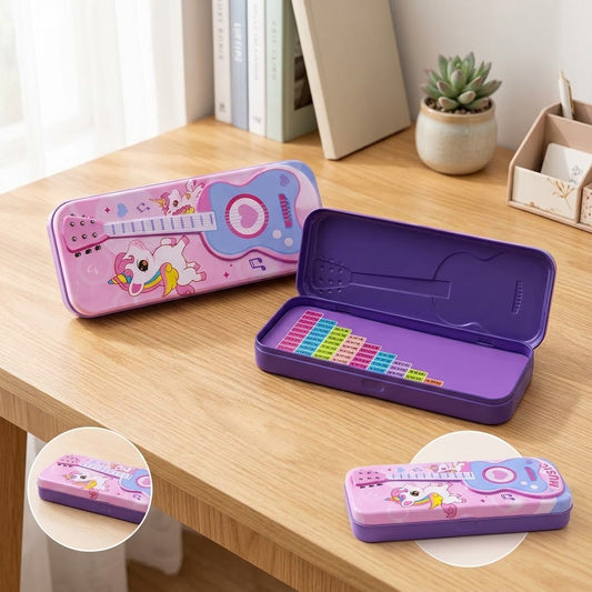 Spacious Metal Pencil Box – Cute Colorful Design for Kids & School