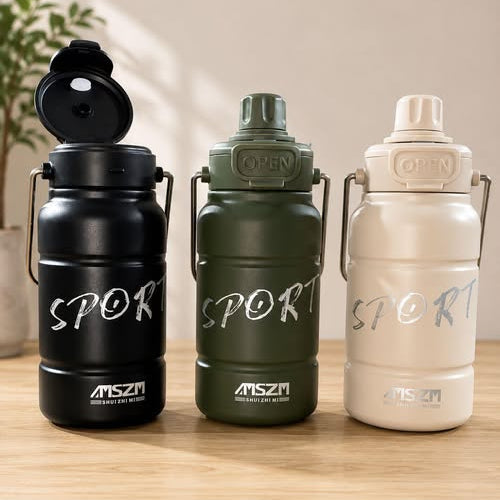 Stylish Sports Thermos Bottle – Durable Insulated Water Bottle with Carry Handles