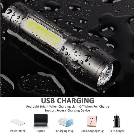 Zoomable Metal COB Flash Light Torch, Home and Living