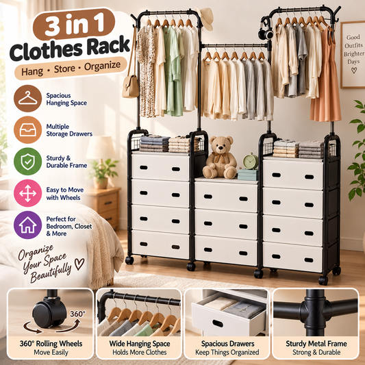 Multipurpose Garment Rack Clothes Drying & Coat Hanger Stand