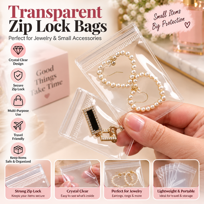 10PCS Clear PVC Jewelry Packaging Bags With Zip Lock (8*6CM)