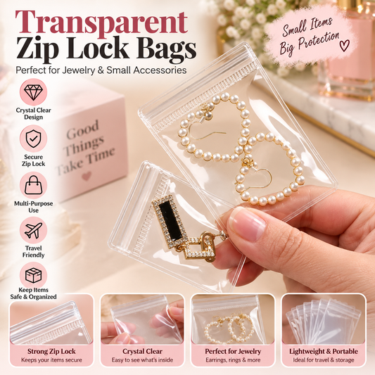 10PCS Clear PVC Jewelry Packaging Bags With Zip Lock (8*6CM)