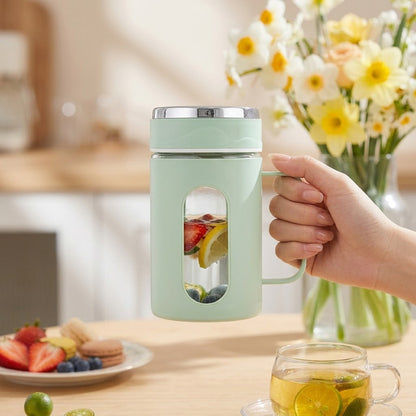 500ml Double Layer Glass Material Plastic Coated Cup