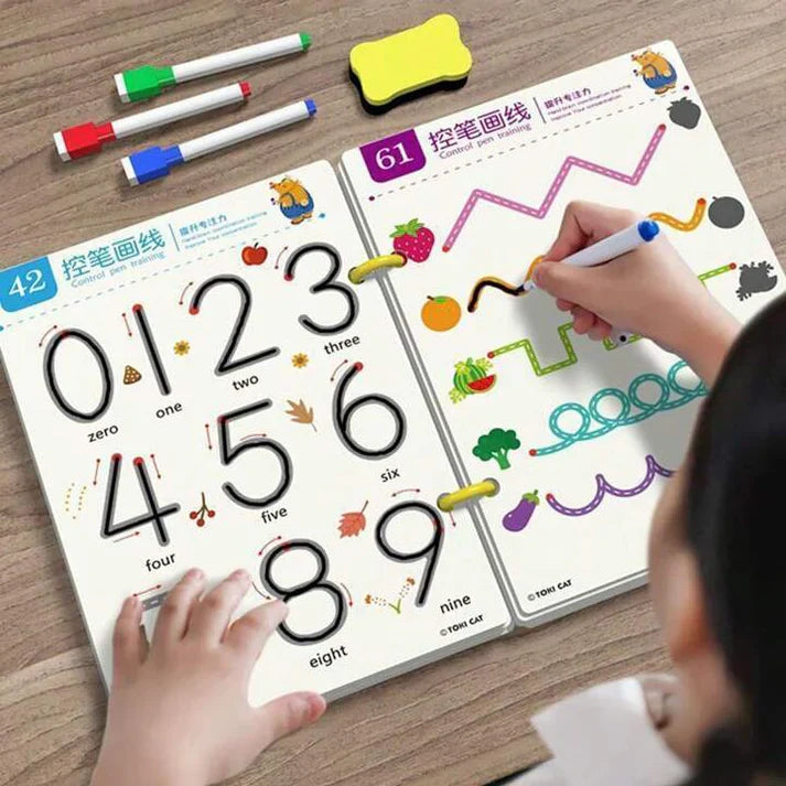 64 Page Children's Tracing Practice Book With Erasable Markers