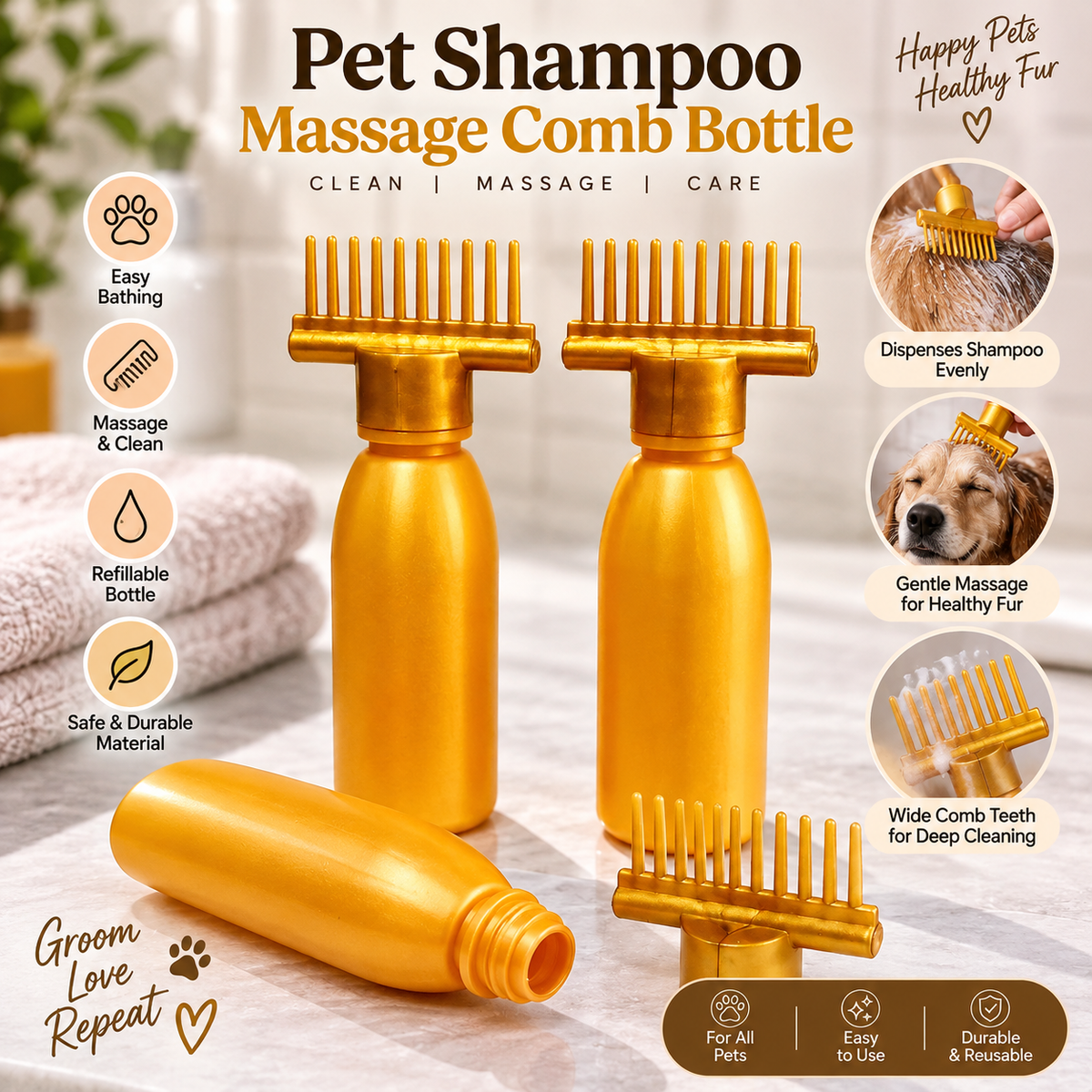 Hair Oil Bottle With Comb