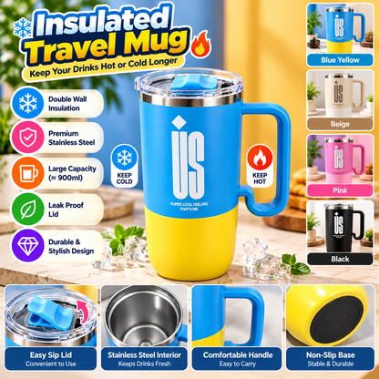 Stainless Steel Travel Tumbler With Handle Stylish Drinking Cup (600ml)