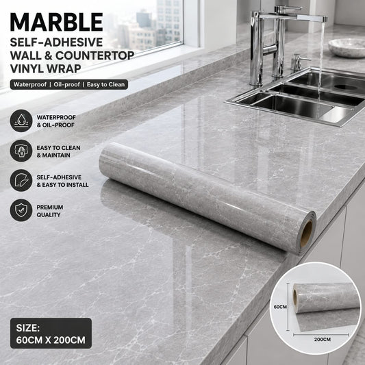 60cm x 200cm Grey Marble Wall Sheet PVC Decorative Sheet