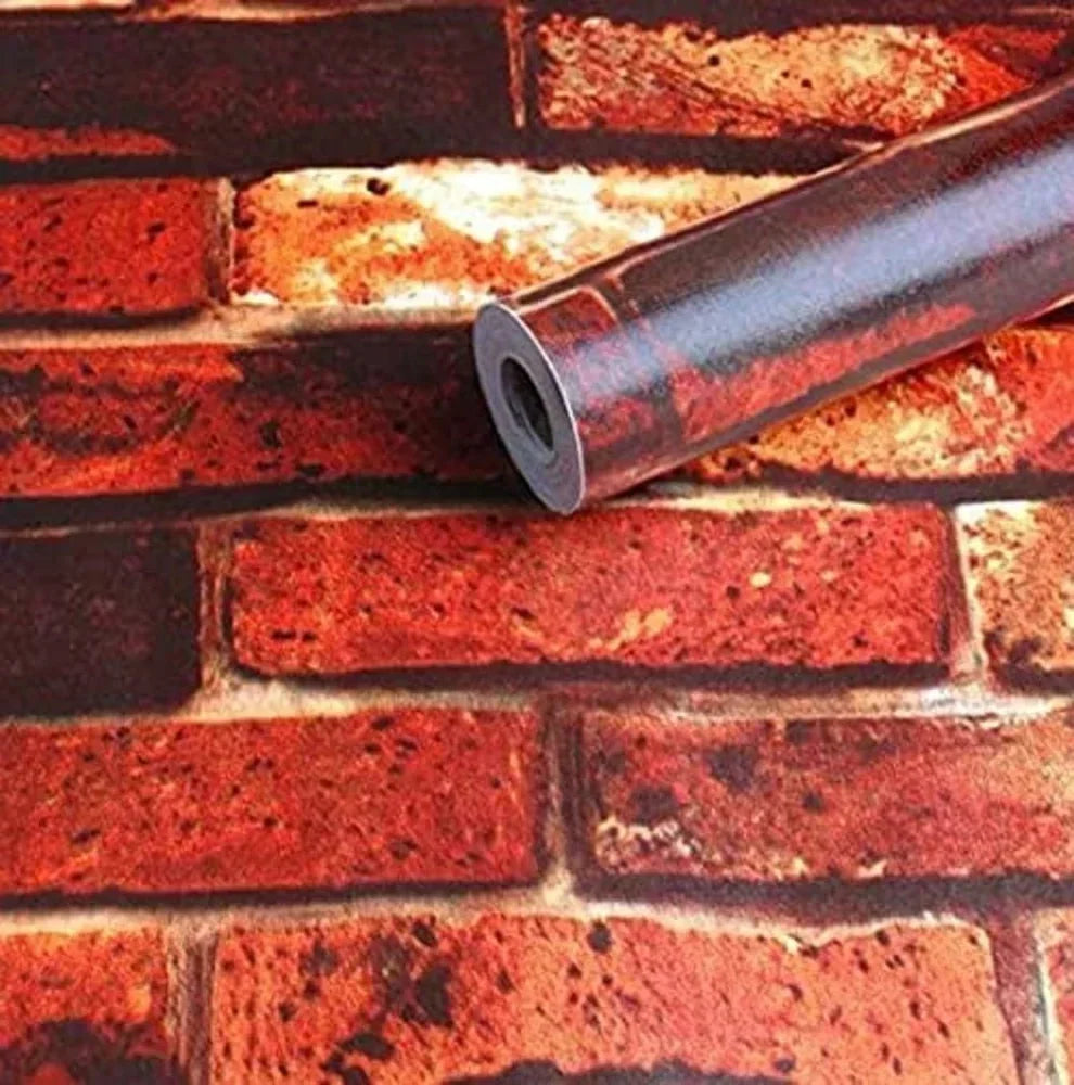 3D Red Brick Marble Sheet Peel & Stick & Easily Removable