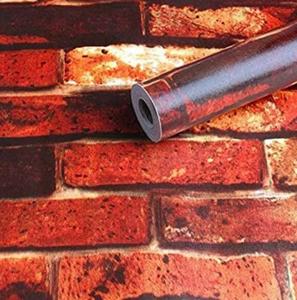 3D Red Brick Marble Sheet Peel & Stick & Easily Removable