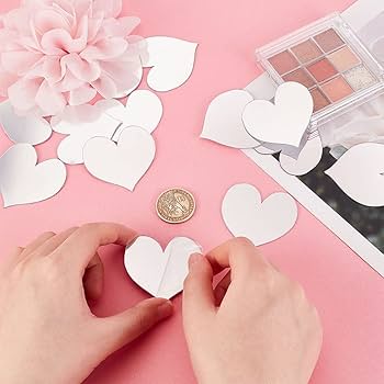 50 Pcs Silver Glim Heart Shaped Mirror Stickers (1 Inch)