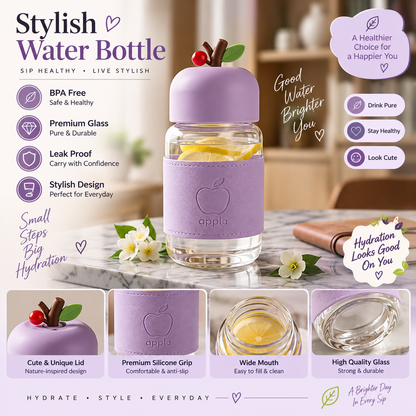 400ML Cute Apple Shaped Glass Bottle (Random Color)