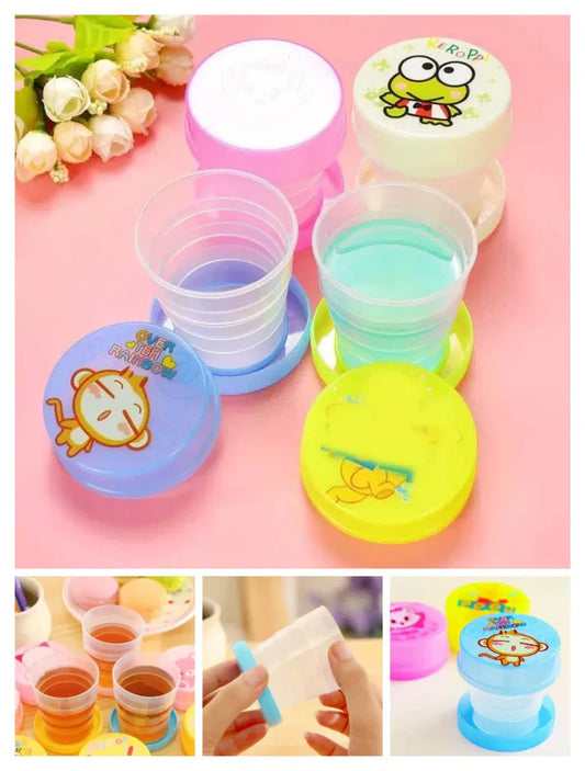 1Pcs Kids Magic Folding Cup – Portable Cartoon Plastic Water Glass