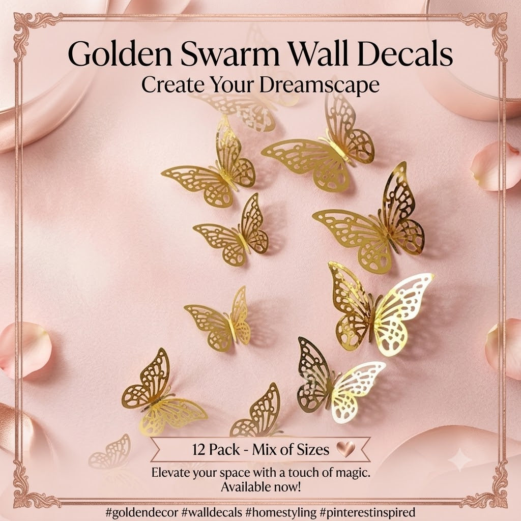 12 Gold Butterfly Decorative Stickers