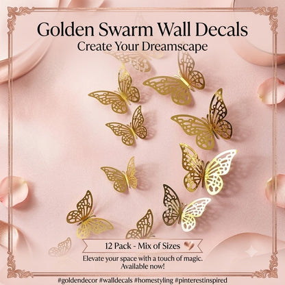 12 Gold Butterfly Decorative Stickers