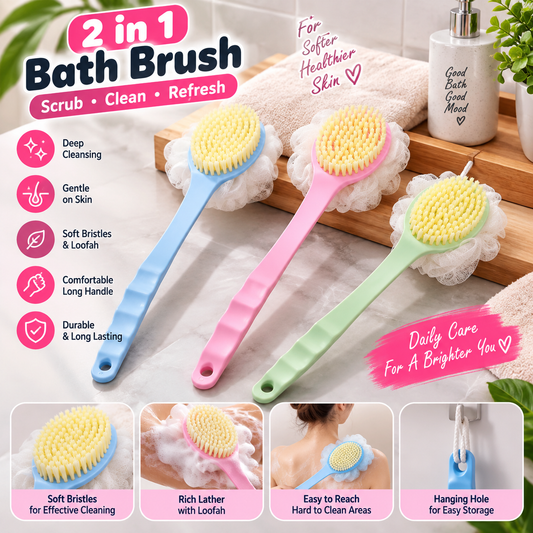 Non-Slip Long Handle Loofah For Shower