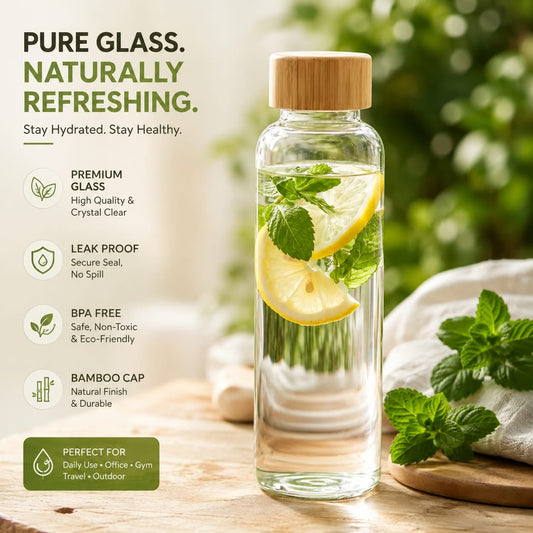 500ML Glass Cylinder Bottle With Wooden Lid