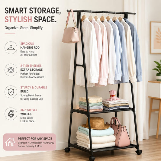 Foldable Triangle Clothes Hanger Rack Space Saving Storage Organizer