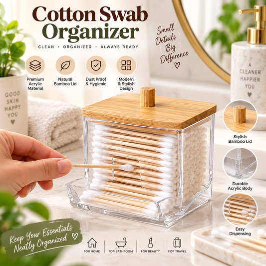 Clear Cotton Swabs Storage Holder For Easy Access