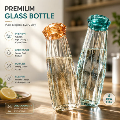 420ML Diamond Glass Water Bottle Compact Reusable Travel Bottle