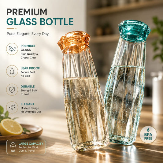 420ML Diamond Glass Water Bottle Compact Reusable Travel Bottle