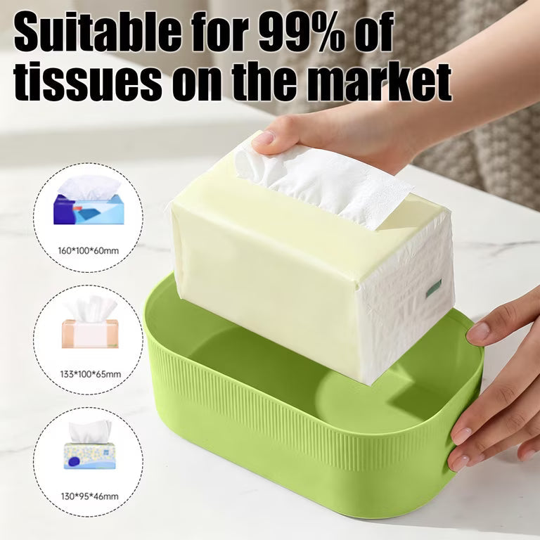 Large Capacity Plastic Tissue Box With Wooden Lid