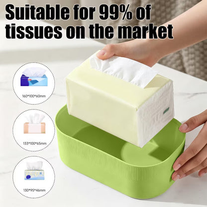 Large Capacity Plastic Tissue Box With Wooden Lid