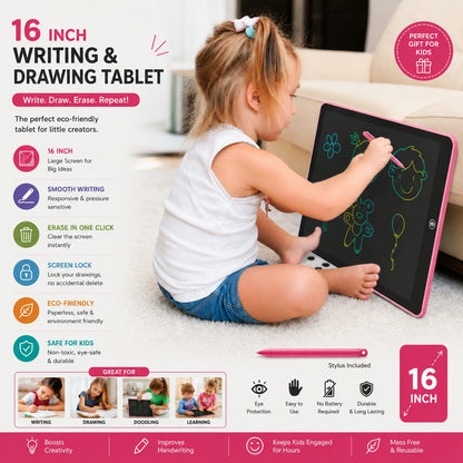 Large 16 Inch Writing Tablet Colorful LCD Drawing & Doodle Board