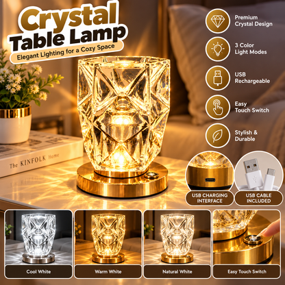 Crystal Touch Table Lamp USB Charging & Multi Color LED Light