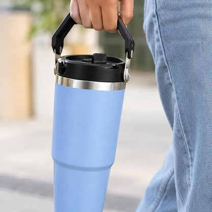 900ml Stainless Steel Tumbler Reusable Water Cup With Lid & Straw
