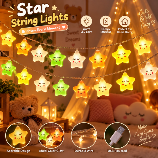USB Powered Star String Lights Decorative Warm LED Fairy Lights