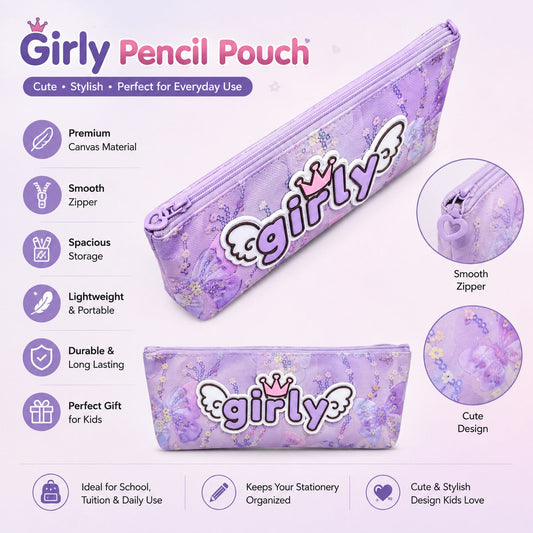 Aesthetic Purple Pencil Case – Girly School Stationery Storage Pouch