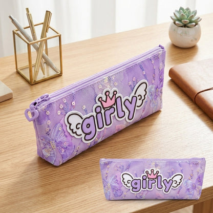 Aesthetic Purple Pencil Case – Girly School Stationery Storage Pouch