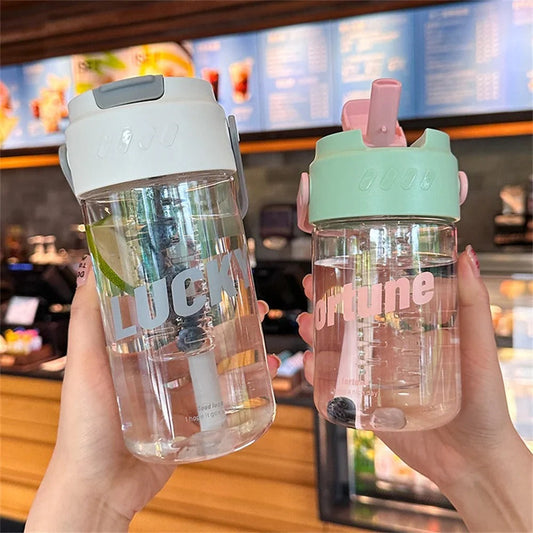 BPA-Free Plastic Water Bottle with Straw Lid
