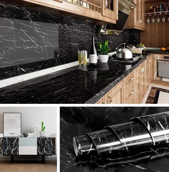 Black Marble Paper Sticker, Home and Wall Decor 