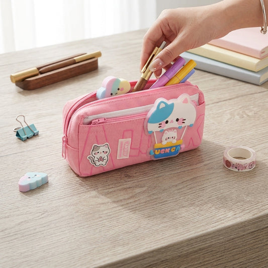 Cartoon Cat Pencil Pouch – 3D Design Stationery Case for School & Study
