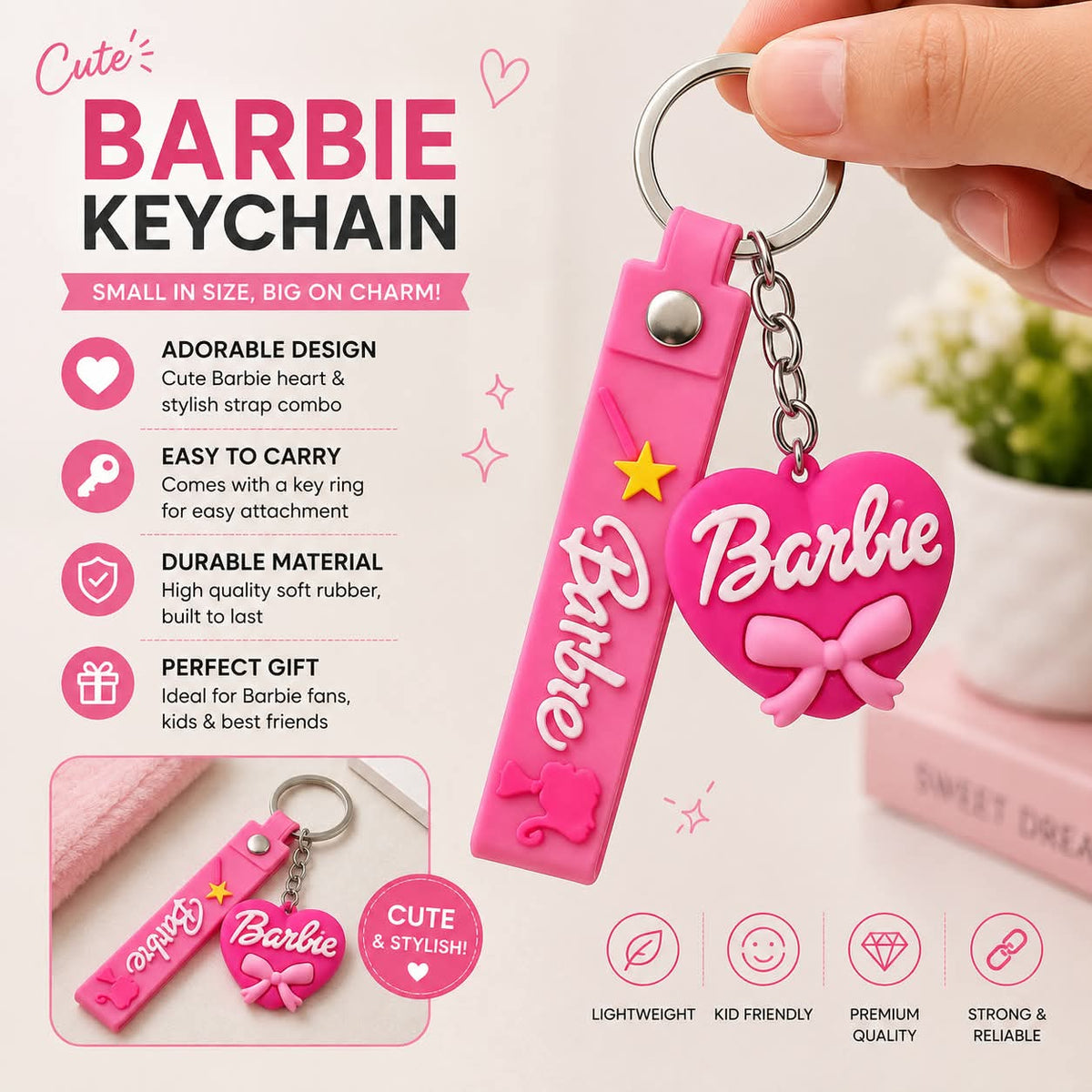 Classics Barbie 3D Silicone Heart Keychain
