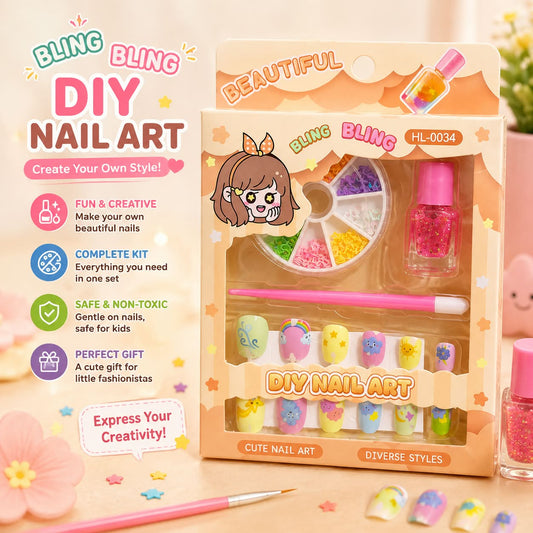 Creative Beauty DIY Nail Decorations Art Kit Glitter Polish & Nails