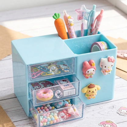 Cute 3-Drawer Desk Organizer – Sanrio Style Storage Box for Small Essentials