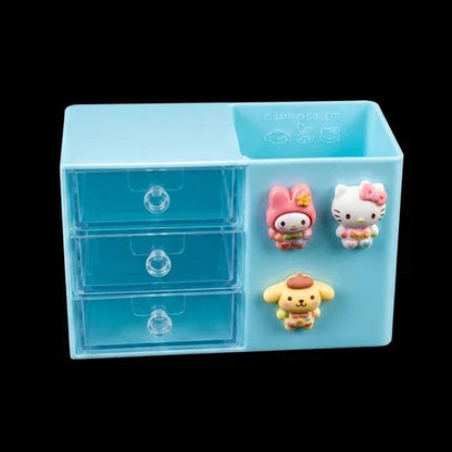 Cute 3-Drawer Desk Organizer – Sanrio Style Storage Box for Small Essentials