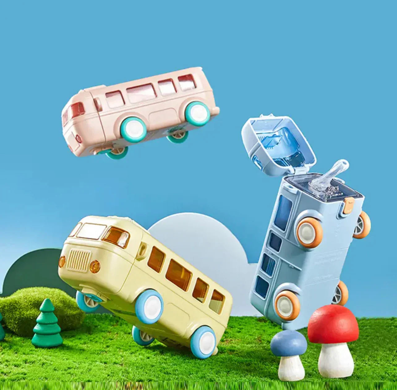 Cute Bus Water Bottle, Babies and Toys
