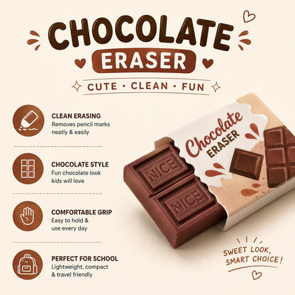 Cute Chocolate Eraser for Kids – Medium Size Scented Writing Eraser